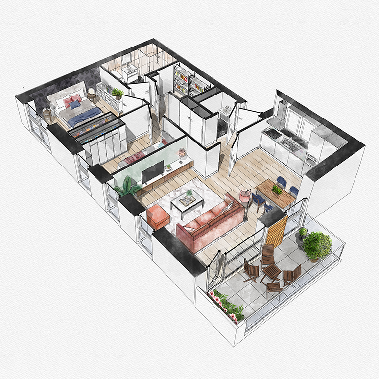illustrated 3D floorplan-2